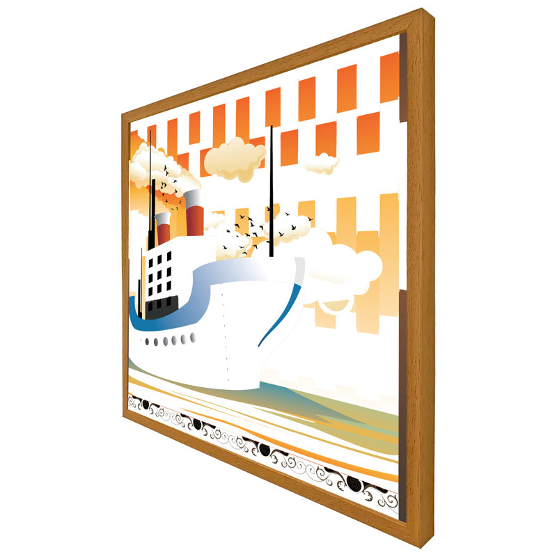 Arnez Deco Ship - Single Picture Frame Print, Black Framed, 76cm H x 76cm W x 4cm D