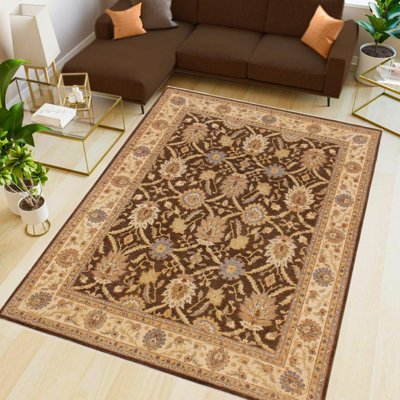 Tapis brun en laine noué à la main 7 pi 11 po x 10 pi Baccio