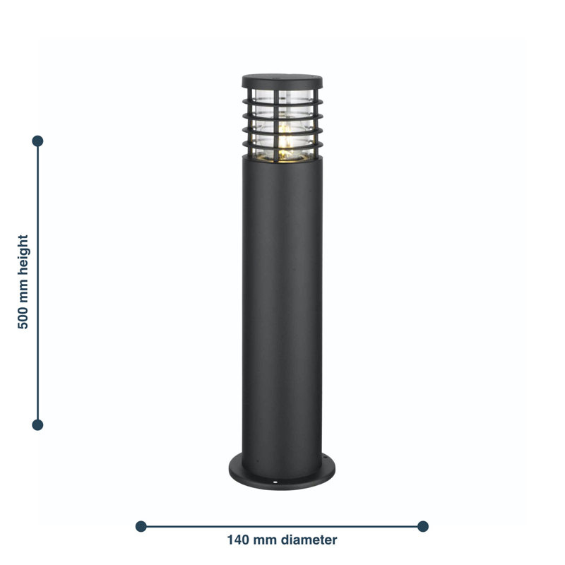 Bercht Black Paint Metal Bollard Light
