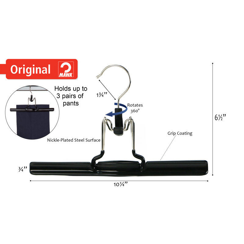 Metal Non-Slip Cascading Hanger for Skirt/Pants, Black