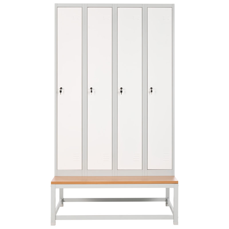 ATHLETE Steel 1 - Tier 120cm Gym Locker with Lock Bar, Grey/White