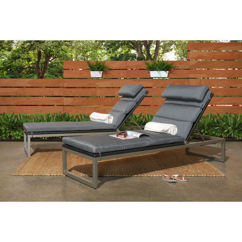 Milo Outdoor Chaise Lounge, Espresso, Charcoal Grey Sunbrella®