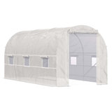 Outsunny Walk-In Tunnel Greenhouse, Large Garden Hot House Kit With 6 Roll-Up Windows & Roll Up Door, Steel Frame