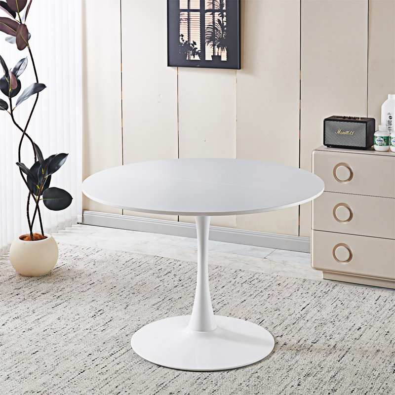 Round Coffee Table, White, White