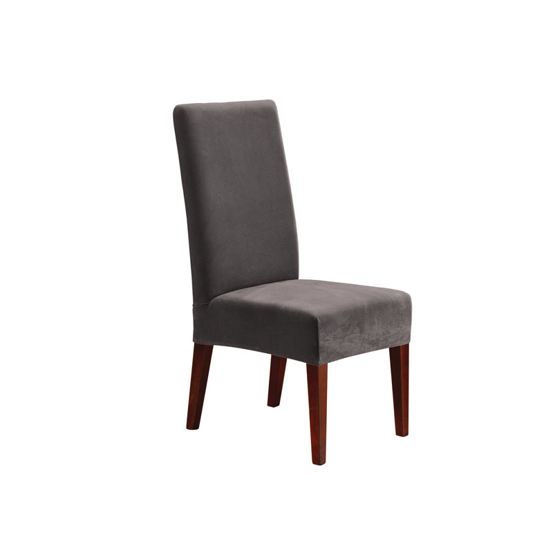 Gray Stretch Dining Chair Slipcover with Elastic Hem