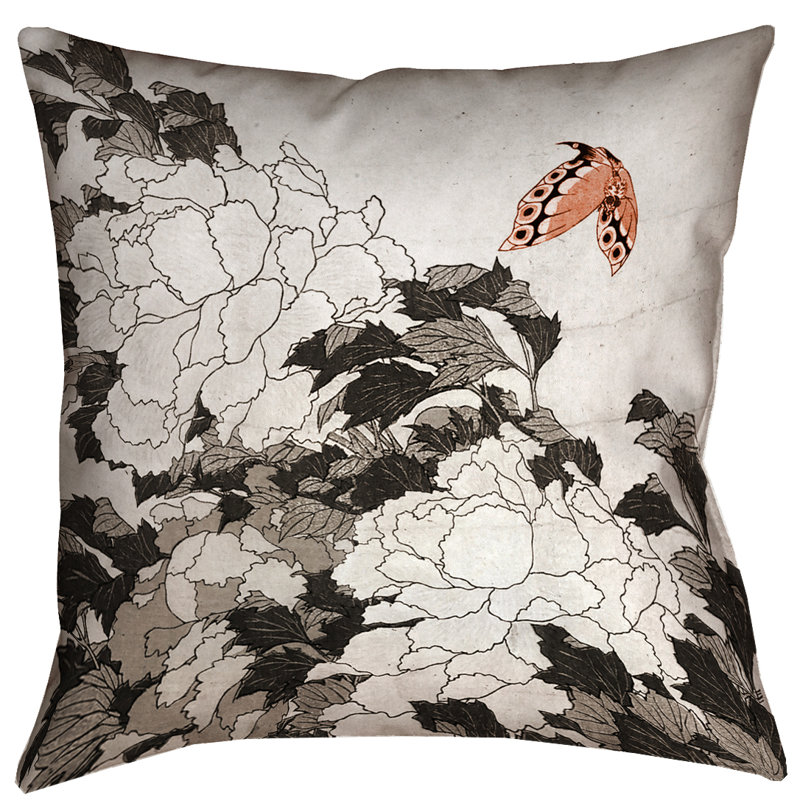 Coussin Katsushika Hokusai, 16 po x 1 po, Orange et gris