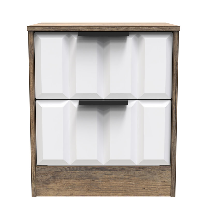 Doss 45cm W Manufactured Wood Bedside Table, White Matt/Vintage Oak
