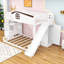 Lit superposé simple au-dessus de double avec glissière, garde-robe et escalier de rangement-1381443010
