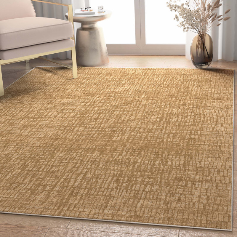 Tapis jaune à motif géométrique tissé à plat Nuzzo Nightscape, Rectangle 5 pi 3 po x 7 pi 3 po