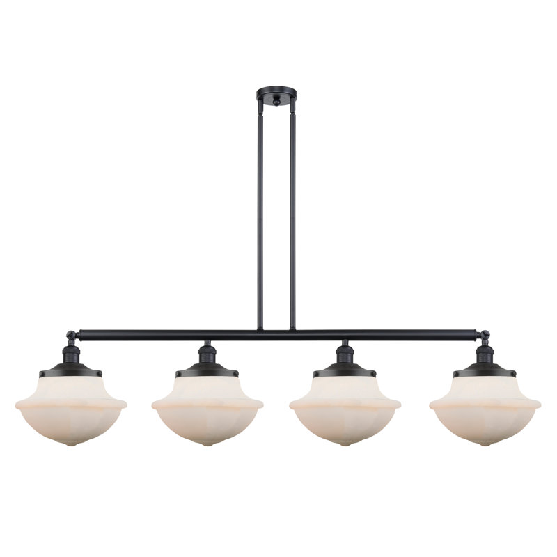 Theresa 4 - Light Kitchen Island Pendant, Matte White, Polished Nickel, 3.5 Watt Vintage LED Bulb