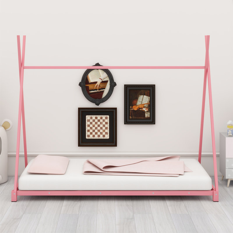 Metal House Platform Bed With Triangle Structure