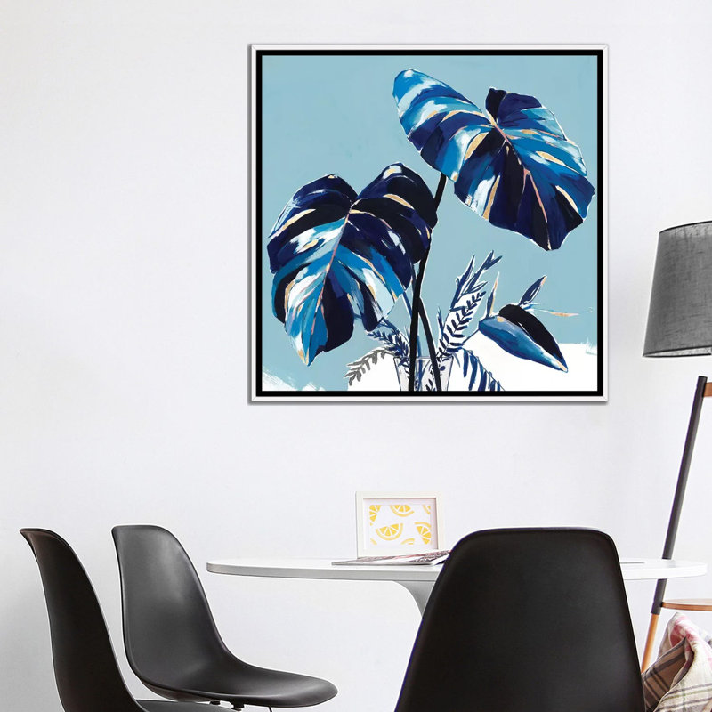 «Villa Palms II» par Isabelle Z - impression d'art graphique, Toile blanche encadrée, H 37 po x l 37 po x P 1,5 po
