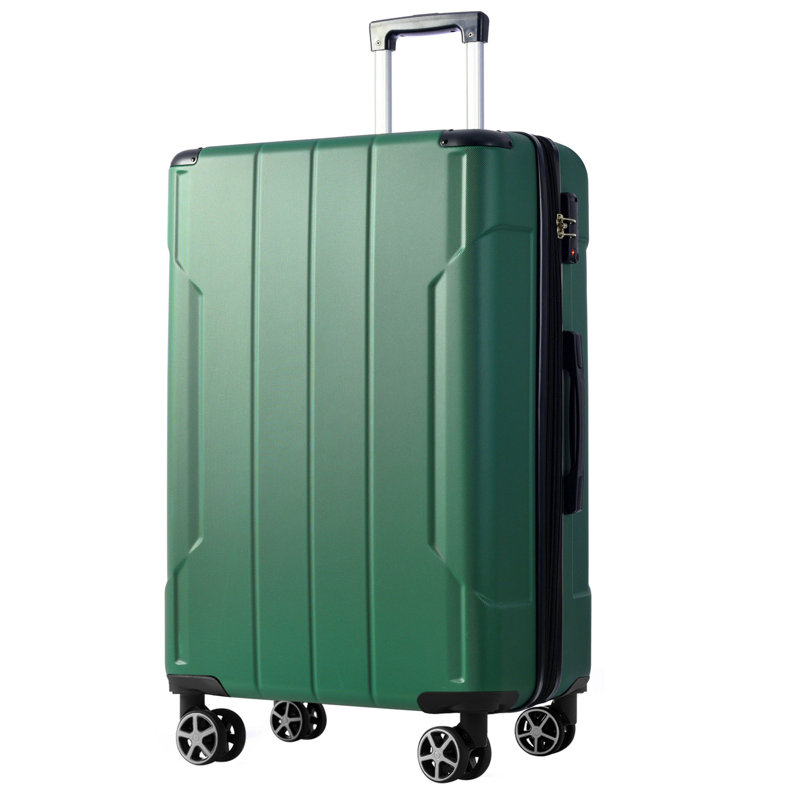 Valise rigide, valises légères et durables en ABS avec roues doubles, bagage à carreaux extensible de 28 po (vert), Green