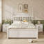 Structure de lit plateforme avec lit gigogne simple TG et 2 tiroirs de rangement, lit en bois classique avec tête de lit à broche-1309500883
