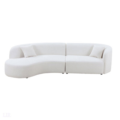 Luxury Modern Style Living Room Upholstery Curved Sofa with Chaise 2-Piece Set, Right Hand Facing Sectional, Boucle Fabric, White, Sectional by Latitude Run