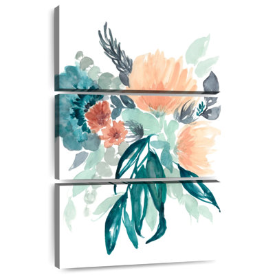 Bouquet Harnek bleu sarcelle et pêche I
