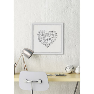 Cœur et fleur - couche, impression de dessin encadré