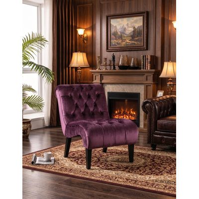 Fauteuil d'appoint en velours avec pieds en bois Sailvan