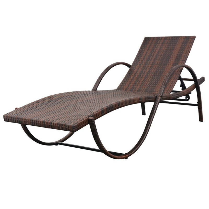 Volkman 77.2" Long Single chaise with Cushions, Brown