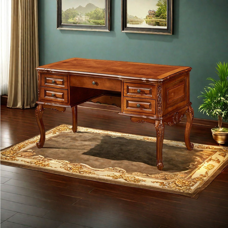 Bureau de style européen rétro sculpté, H 30,71 po x l 51,18 po x P 25,59 po