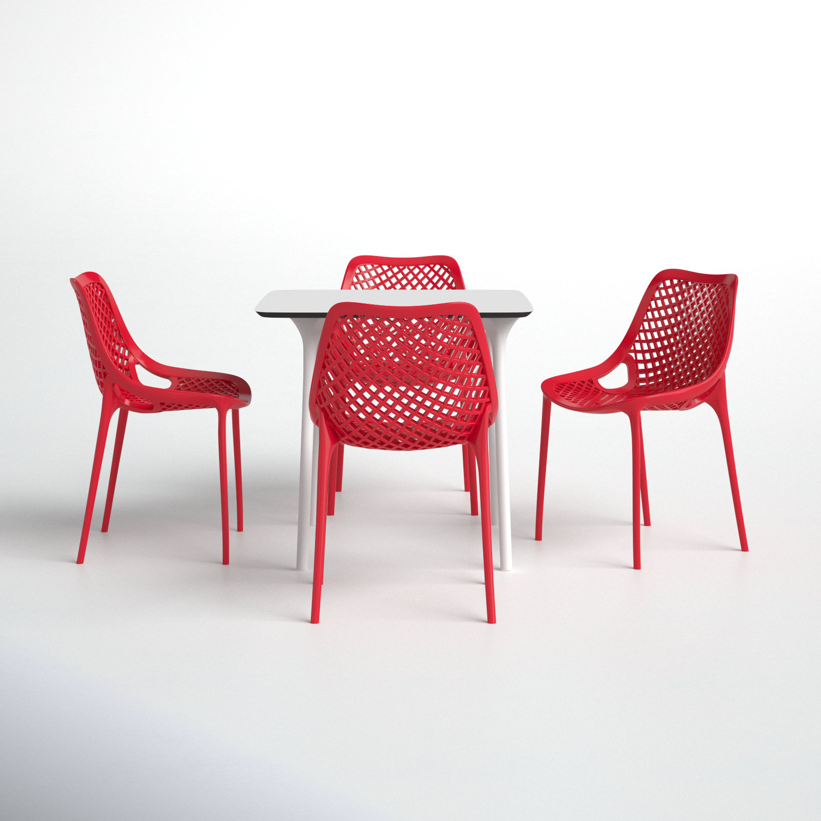 Farrah 31" Patio Dining Set, White/Red