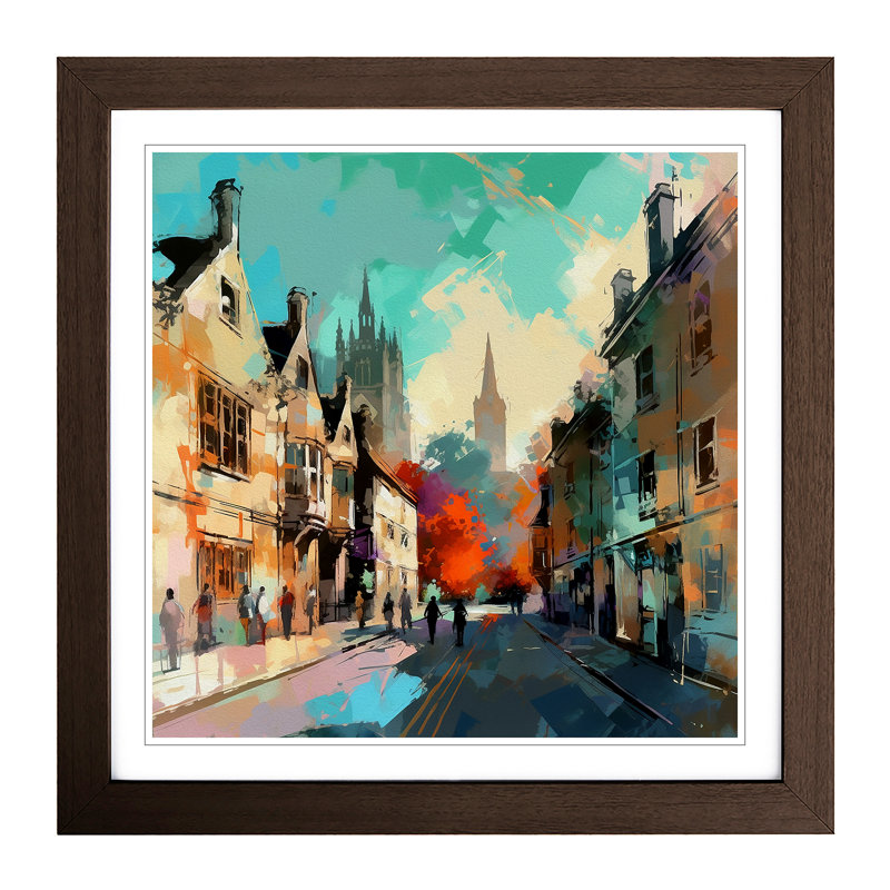 City Of Cambridge Expressionism - Framed Print, Walnut