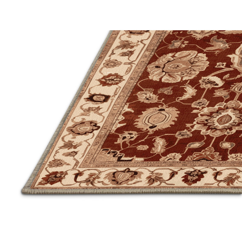 Machine Washable Persian Brown Area Rug, Rectangle 7' x 10'