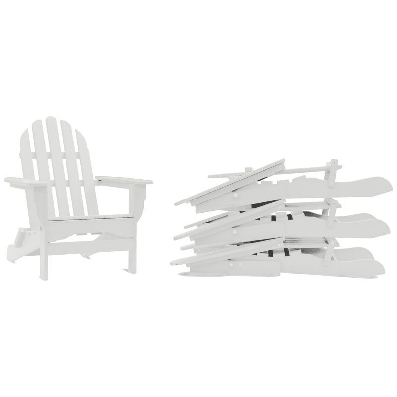 Chaise Adirondack pliante en plastique / résine Leighton, Blanc