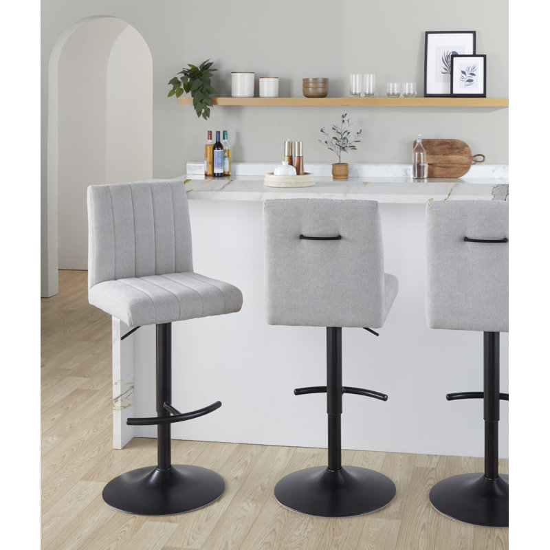 Tabouret de bar réglable avec repose-pieds arrondi Harrison, Gris clair