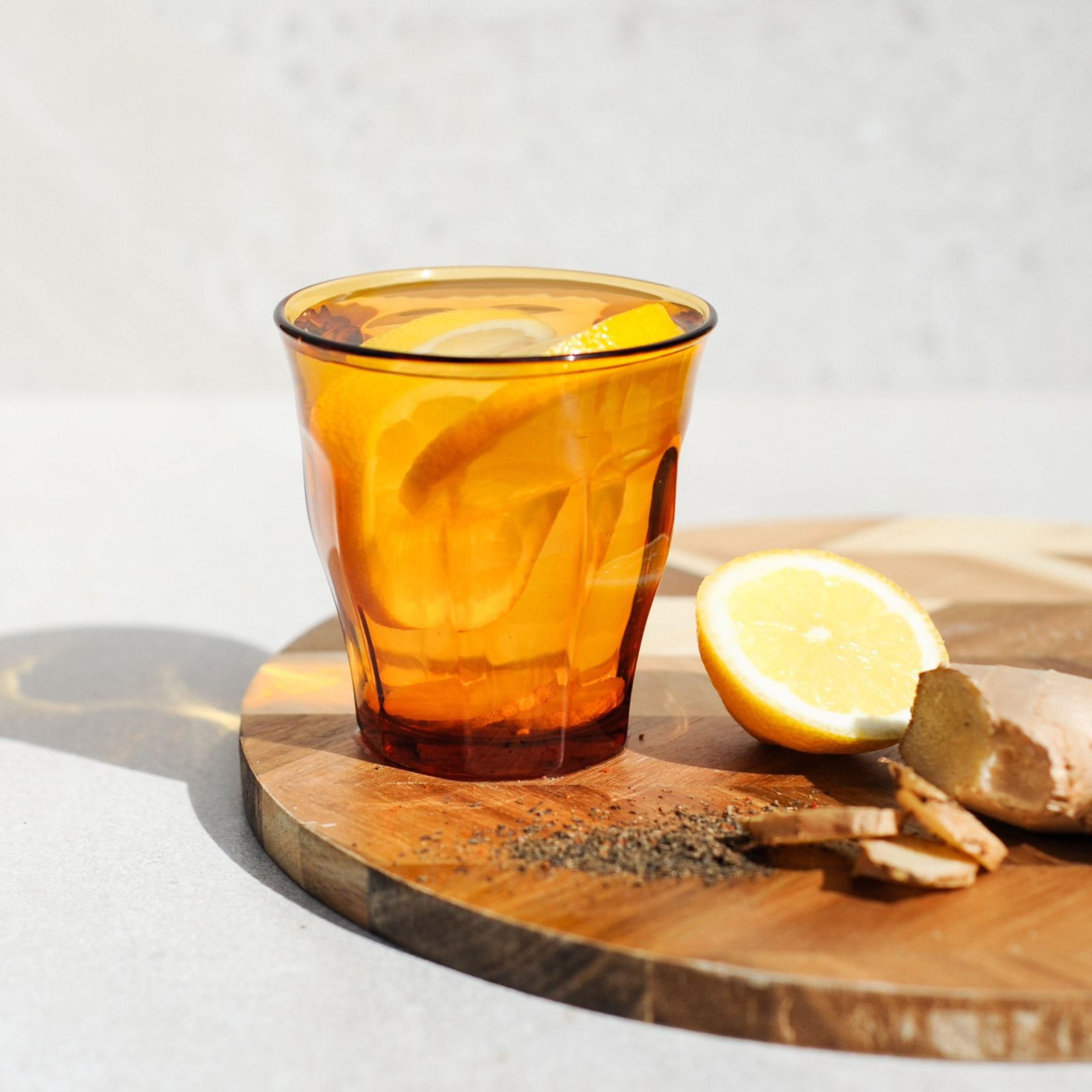 Picardie Ribbed Drinking Glass, 10.38 oz., Amber