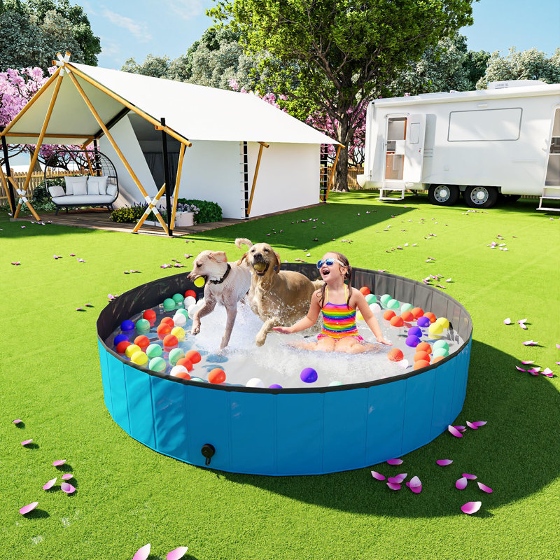 Piscine pliable multi-usages pour chiens et enfants, Bleu