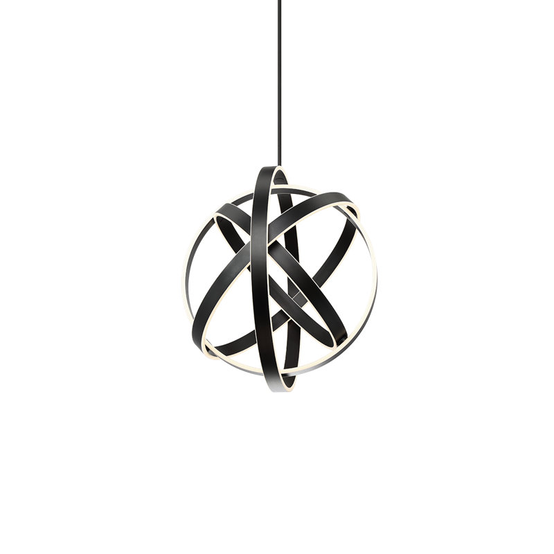 Kinetic 1-Light Globe Chandelier, 28" H x 28" W x 28" D, Black