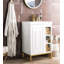 Meuble-lavabo simple blanc brillant 24 po avec base or rayonnante