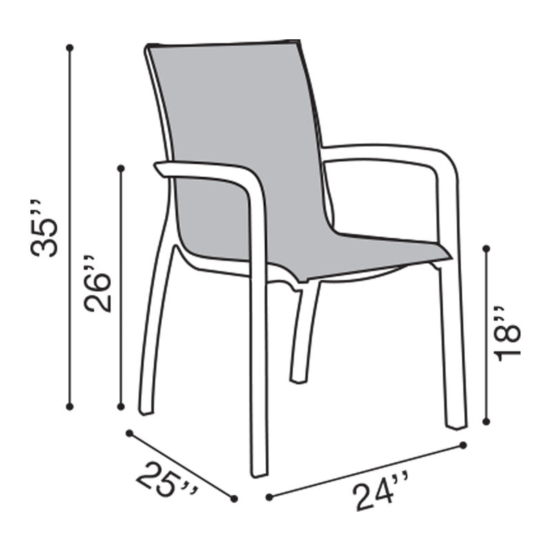 Grosfillex Sunset Stackable Armchair, White/Beige