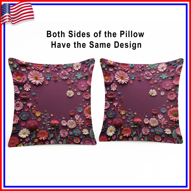 Coussin Floral, 14 X 14 pouces