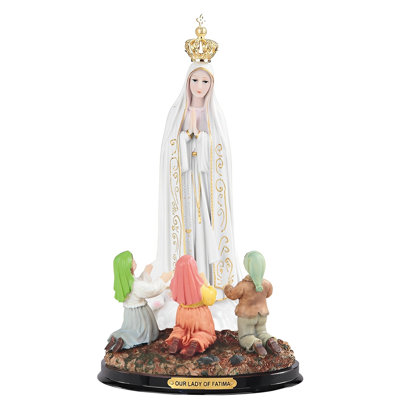 16"H Our Lady of Fatima with Children Prayer Our Lady of The Holy Rosary Fatima Holy Figurine