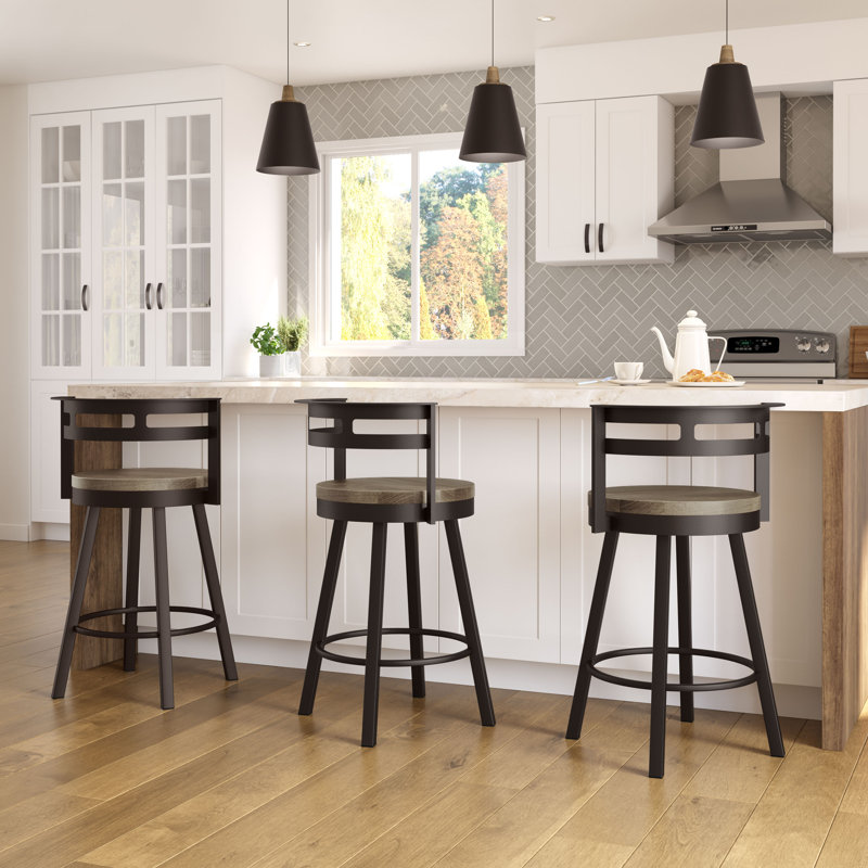 Talia Swivel Counter & Bar Stool, Beige, Textured Dark Brown, Counter Stool (25.5" Seat Height)