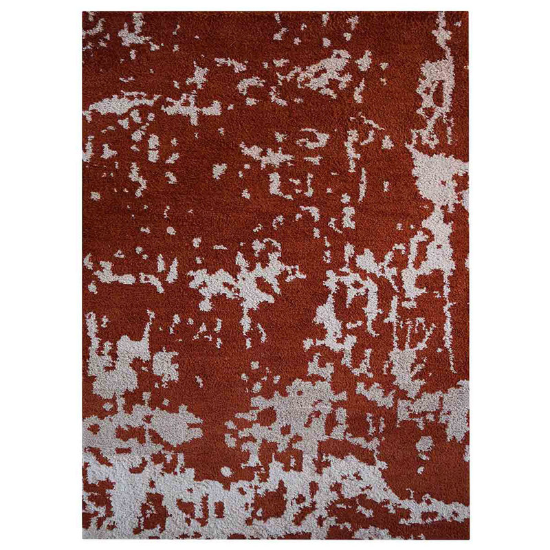 Premium Quality Abstract Red | Beige Hand Knotted Silk Rectangle Indoor Area Rug, Rectangle 3' x 5'