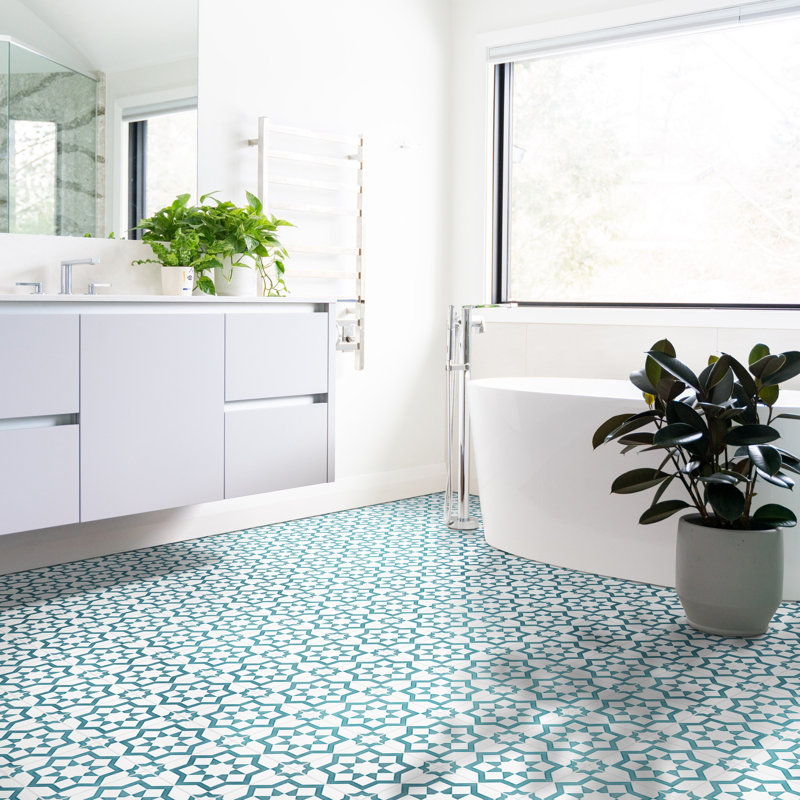 8" x 8" Straight Edge Cement Patterned Wall & Floor Tile
