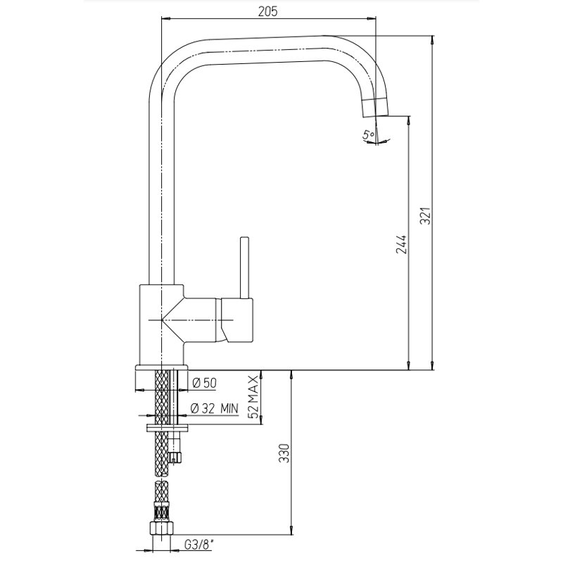 Piralla Cox Kitchen Faucet, Brushed Nickel