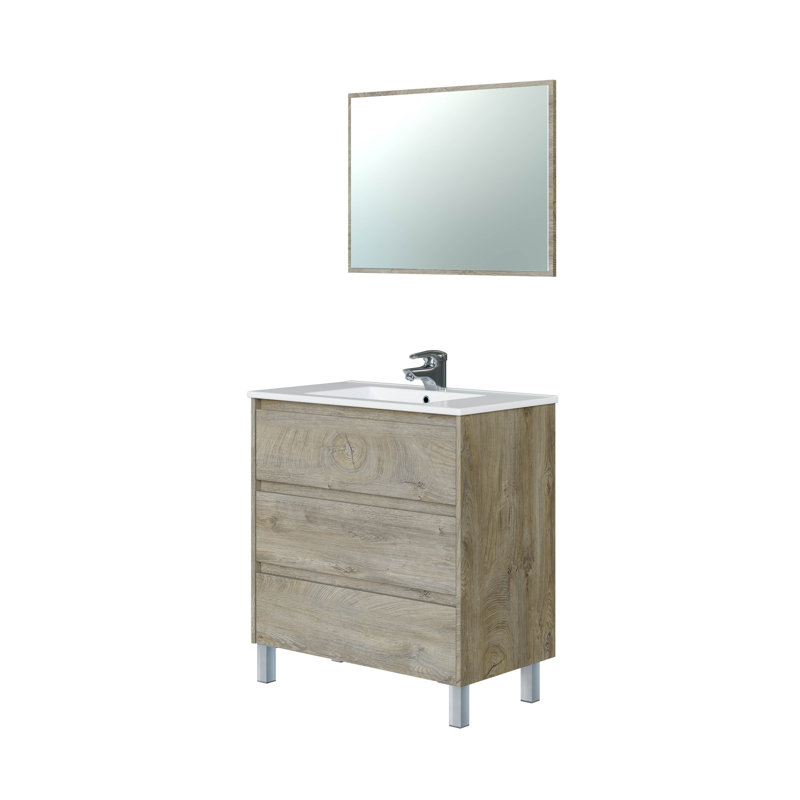 Padminie 86cm Single Bathroom Vanity Base Only in Oak, Gray