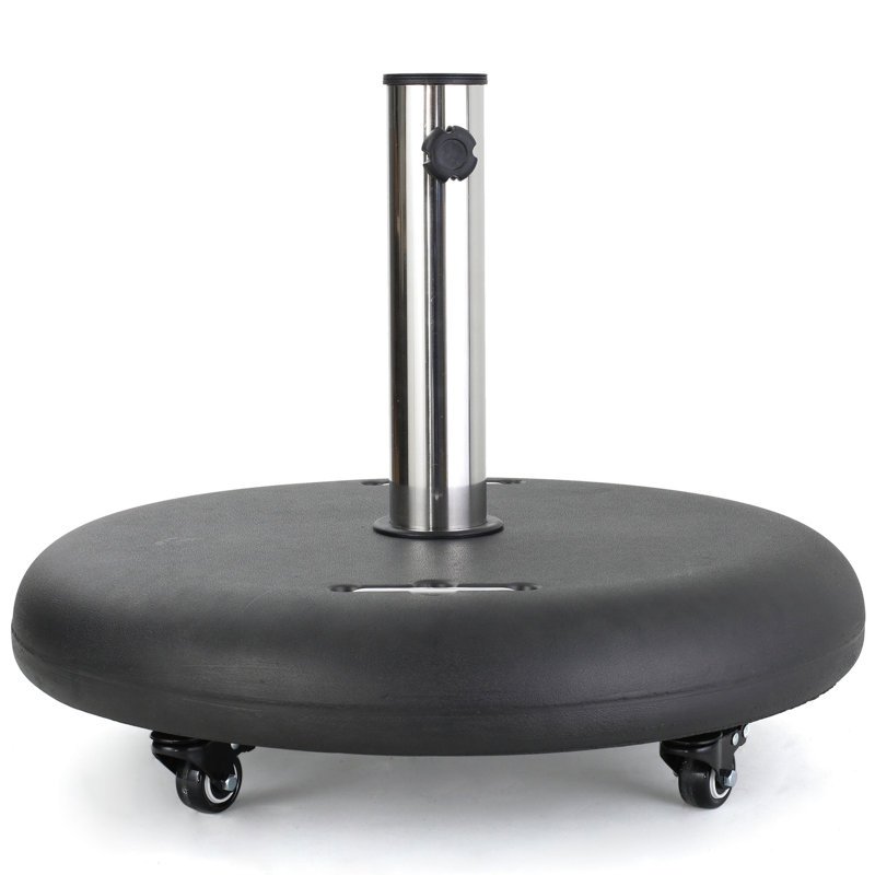 Porte-parapluie de patio stable - acier inoxydable noir, base de jardin 21,4 po x 3,15 po en acier