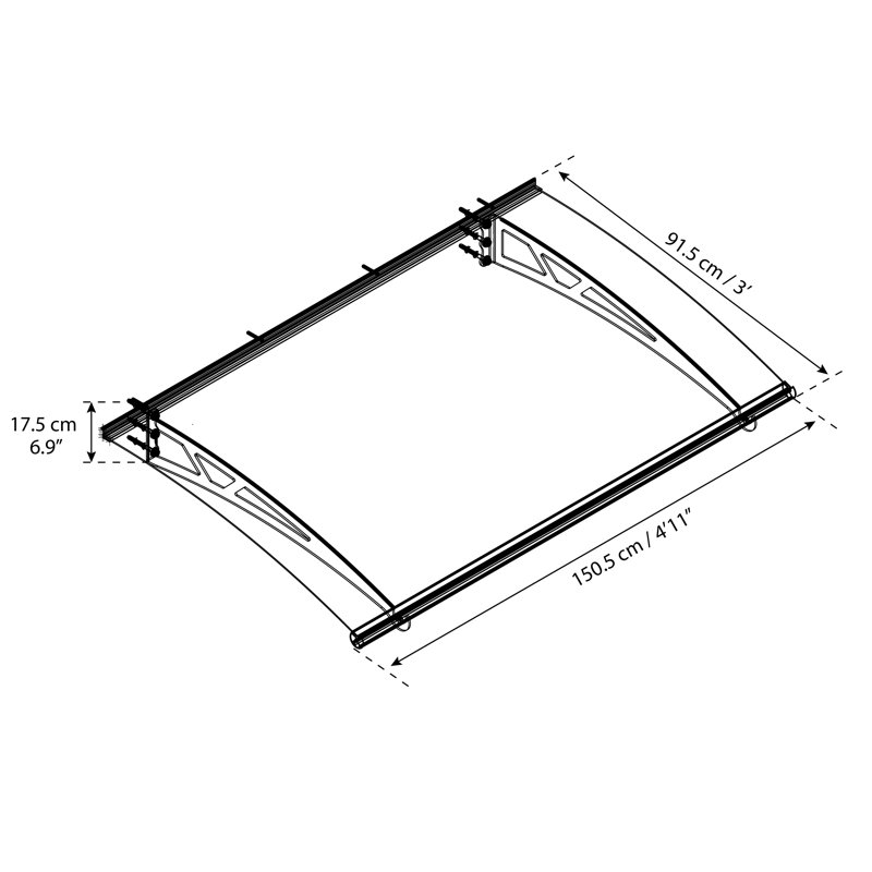 Canopia By Palram 150.5cm W x 91.5cm D Glass Clear Cover Retractable Door / Window Awning