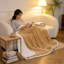 Striped Flannel & Sherpa Large Size Throw Blanket, Soft & Cozy Warm Blanket for Bed, 220 X 240CM-126596431