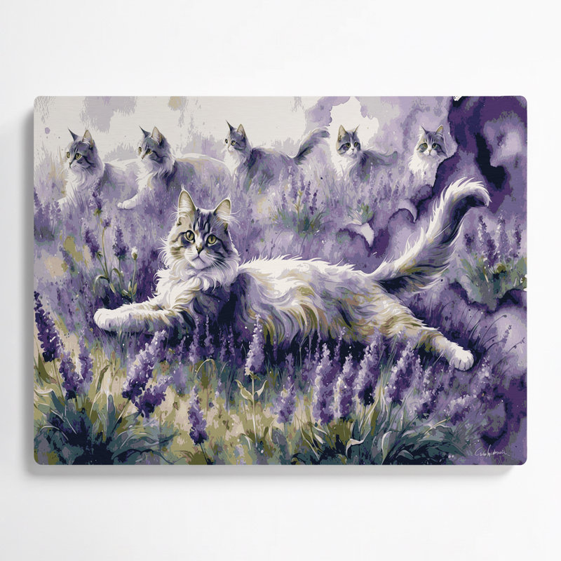 Chats Chartreux, art mural mauve en métal, H 11 po x l 14 po