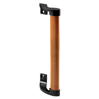 Wood Handle Black Brackets 6-5/8 in. Holes Sliding Door Pull (Single Pack)