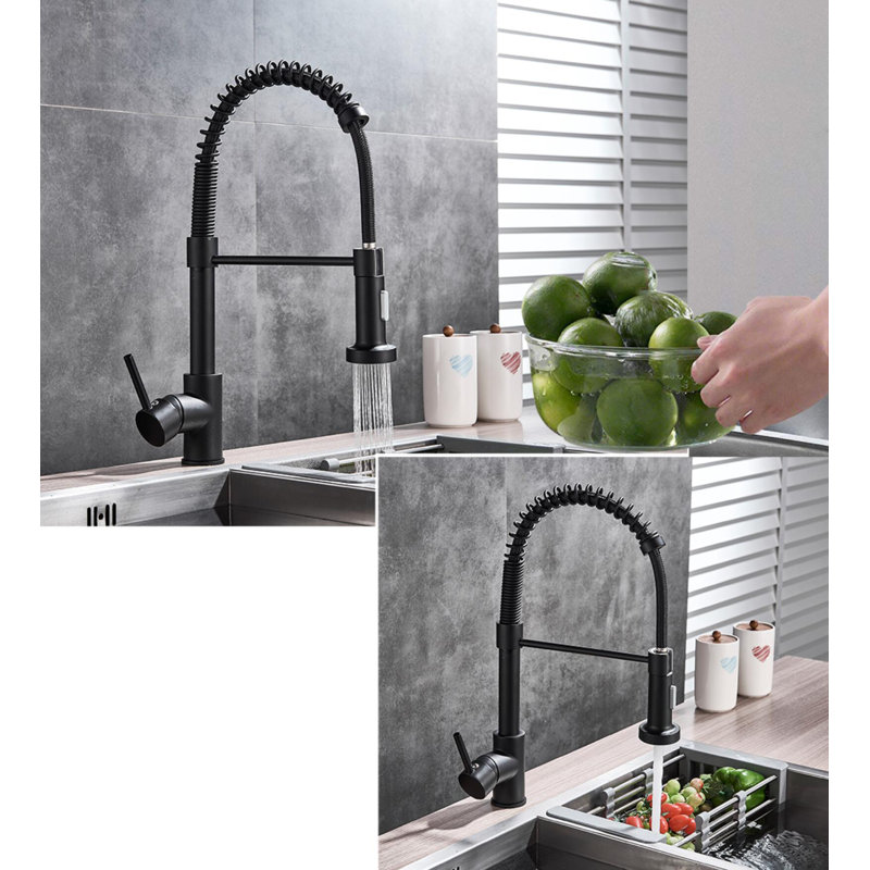 Pull Down Single Handle Kitchen Faucet, Matte black