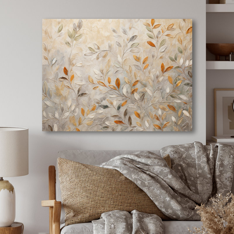 «Beige Botanical Impressions I», impression sur métal, H 12 po x l 20 po x P 1 po