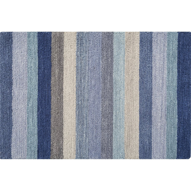 Jazzy Handmade Wool Blue/Indigo Rug, Rectangle 2' x 3'