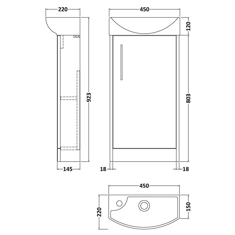 Juno 450mm Single Bathroom Vanity with Integrated Vitreous China Basin, Electric Blue